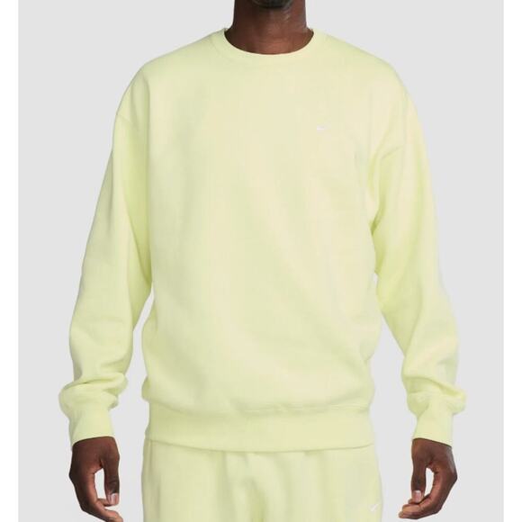 Nike Solo Swoosh Men's Fleece Crew Sweatshirt Yellow Neon XXL Tall DX1361-331 - Picture 1 of 11